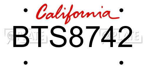 BTS8742 California License Plate