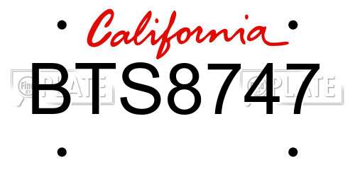 BTS8747 California License Plate