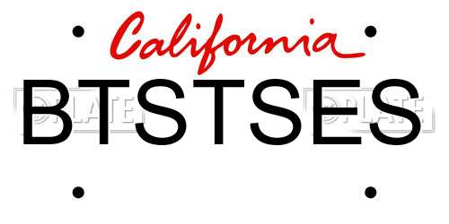 BTSTSES California License Plate
