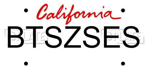 BTSZSES California License Plate