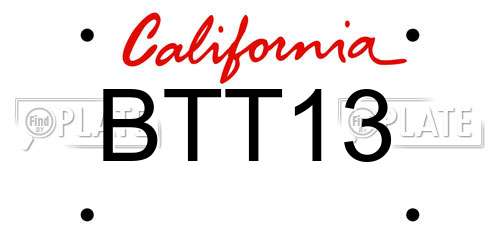 BTT13 California License Plate
