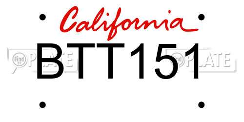 BTT151 California License Plate