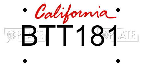 BTT181 California License Plate