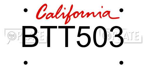 BTT503 California License Plate