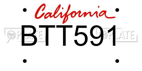 BTT591 California License Plate