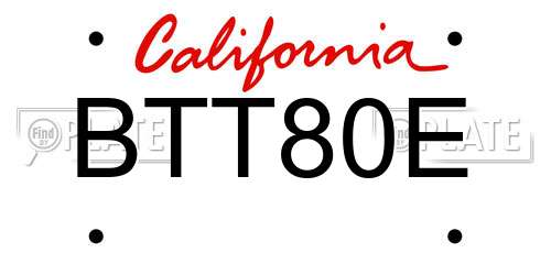 BTT80E California License Plate