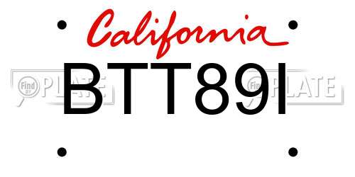 BTT89I California License Plate