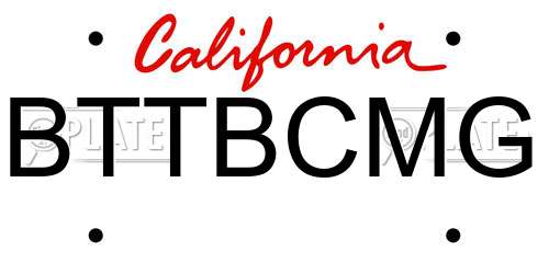 BTTBCMG California License Plate