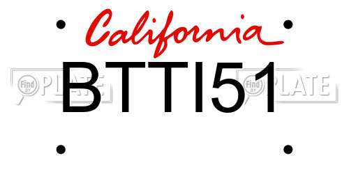 BTTI51 California License Plate
