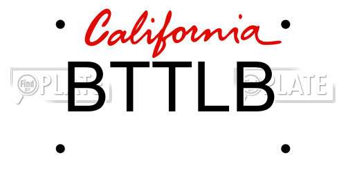 BTTLB California License Plate