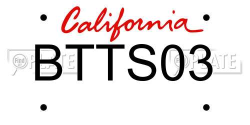 BTTS03 California License Plate