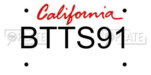BTTS91 California License Plate