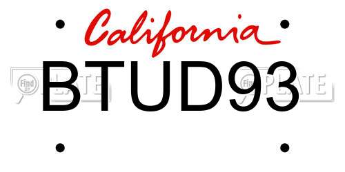 BTUD93 California License Plate