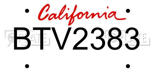 BTV2383 California License Plate