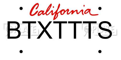 BTXTTTS California License Plate