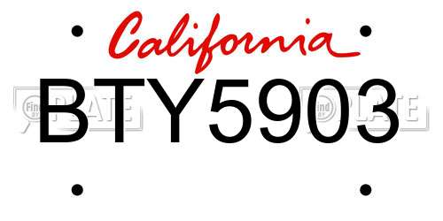 BTY5903 California License Plate