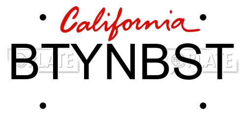BTYNBST California License Plate