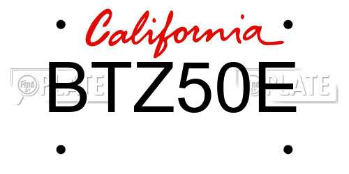 BTZ50E California License Plate