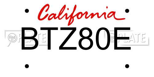 BTZ80E California License Plate