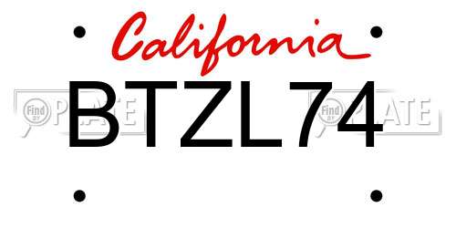 BTZL74 California License Plate