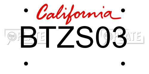 BTZS03 California License Plate