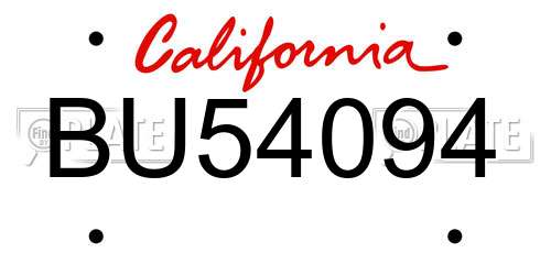 BU54094 California License Plate