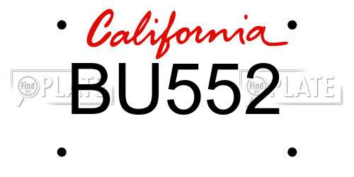 BU552 California License Plate