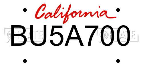 BU5A700 California License Plate