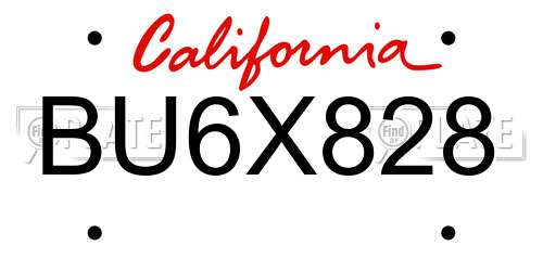 BU6X828 California License Plate