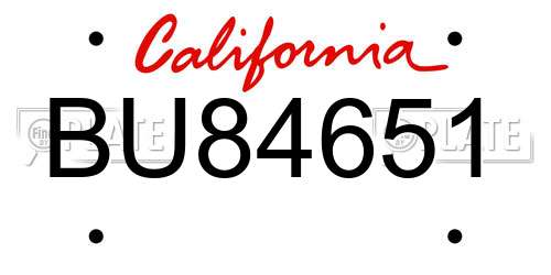 BU84651 California License Plate