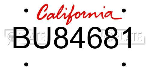 BU84681 California License Plate