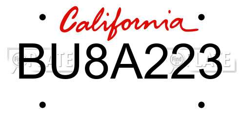 BU8A223 California License Plate