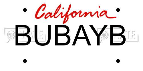 BUBAYB California License Plate