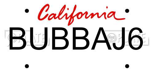 BUBBAJ6 California License Plate