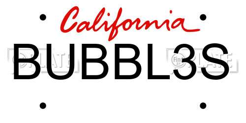 BUBBL3S California License Plate