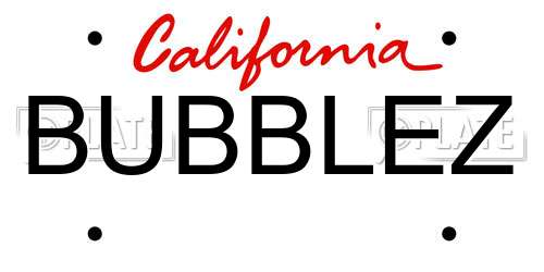 BUBBLEZ California License Plate