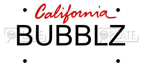 BUBBLZ California License Plate