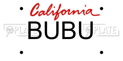 BUBU California License Plate