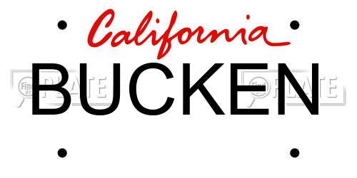 BUCKEN California License Plate