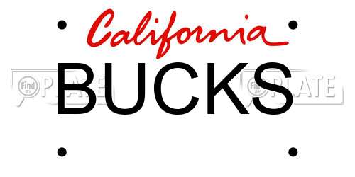 BUCKS California License Plate