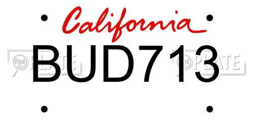 BUD713 California License Plate