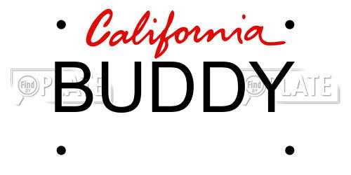 BUDDY California License Plate