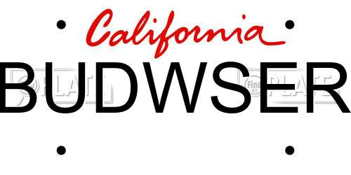 BUDWSER California License Plate