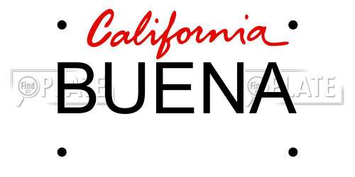BUENA California License Plate