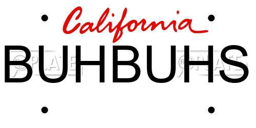BUHBUHS California License Plate