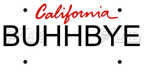 BUHHBYE California License Plate