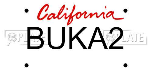 BUKA2 California License Plate