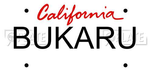 BUKARU California License Plate