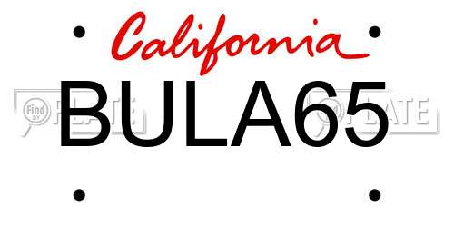 BULA65 California License Plate