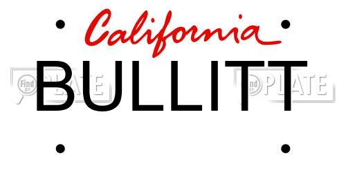 BULLITT California License Plate
